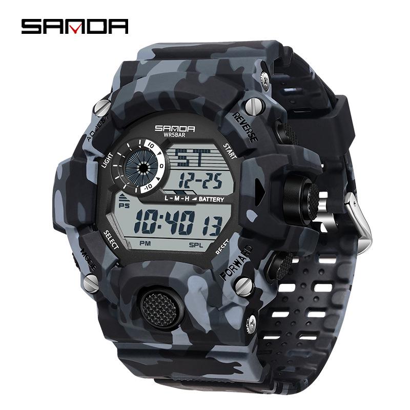Sanda Multi-functional Outdoor Mountaineering Camouflage Sport Waterproof Alarm Clock Watch