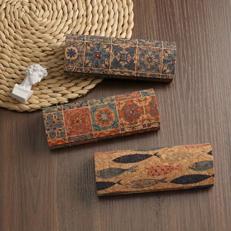 1PC Retro Ethnic Style Glasses Case Ancient Mural Pattern Myopia Glasses Sunglasses Sunglasses Ladies Men's Universal Glasses Case