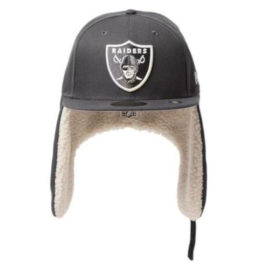 Era 59FIFTY Dog Ear Las Vegas Raiders Dark Pewter Cap Hat Unisex Flap Muff (JP Numeric Size 58.7 cm