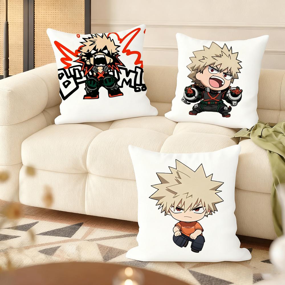 M-My H-Hero Academia Bakugo Cushion Cover Soft Short Plush Pillow Cover Smooth Cozy Texture Aesthetic Cushion Case Home Decor