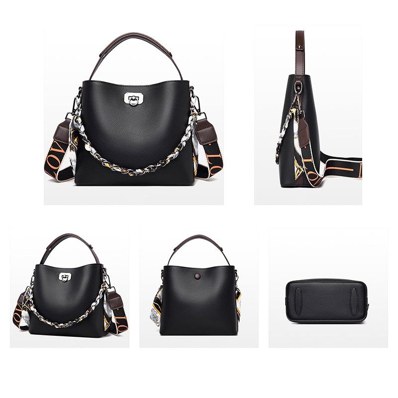 Bag New Product Design Niche Bucket Bag ODM Generation Leather Lychee Pattern Portable Messenger Bag Free Silk Scarf