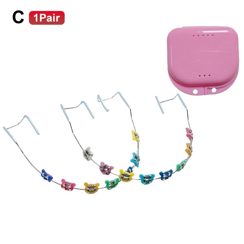 1Pair Cartoon Dental Metal Braces Archwire Without Hooks Metal Bracket And Ligature Ties Colorful Temporary Tooth Decoration