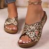 Fashion Fashion Leopard Wedges Sandals Women Shiny Crystal Thick Sole Non Slip Slippers Plus Size Comfort Chunky Platform Beach Shoes