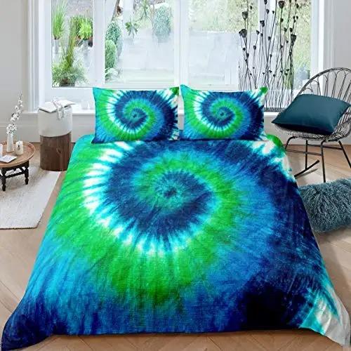 Tie Dye Bedding Set Boho Psychedelic Duvet Cover for Kids Children Teens Adult Hippie Tie Dye Comforter Cover