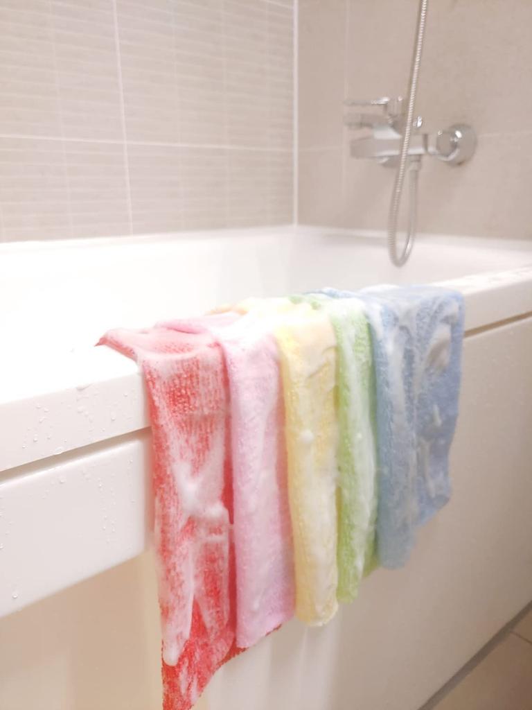 NEPURE Korean Body Towel Exfoliating Washcloth Shower Towel Large 5 Colors Dry Skin Removal Exfoliating Body Scrubber Reusable Pieces (10 Mix)