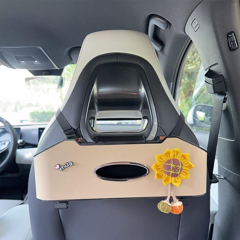 Aufbewahrungsbox für die Rücksitzlehne mit Taschentuchhalter & Getränkehalter - Multifunktionaler Organizer