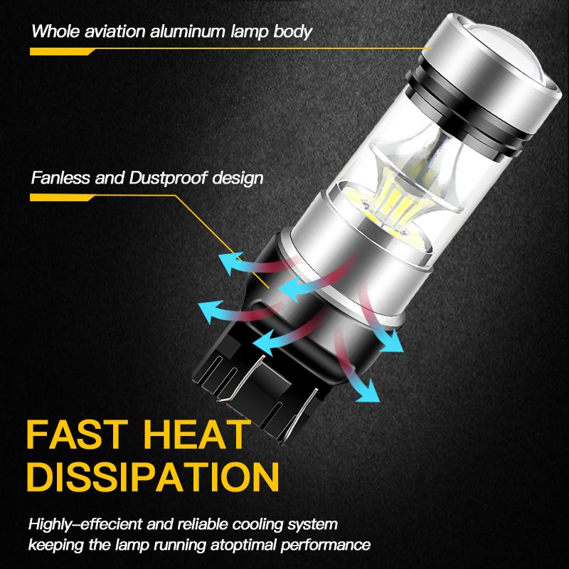 2PCS T20 7443 LED Turn Signal Light 7440 W21W Blub for Subaru Forester/XV Crosstrek/Legacy/Impreza/Outback, Yellow Lamp Canbus