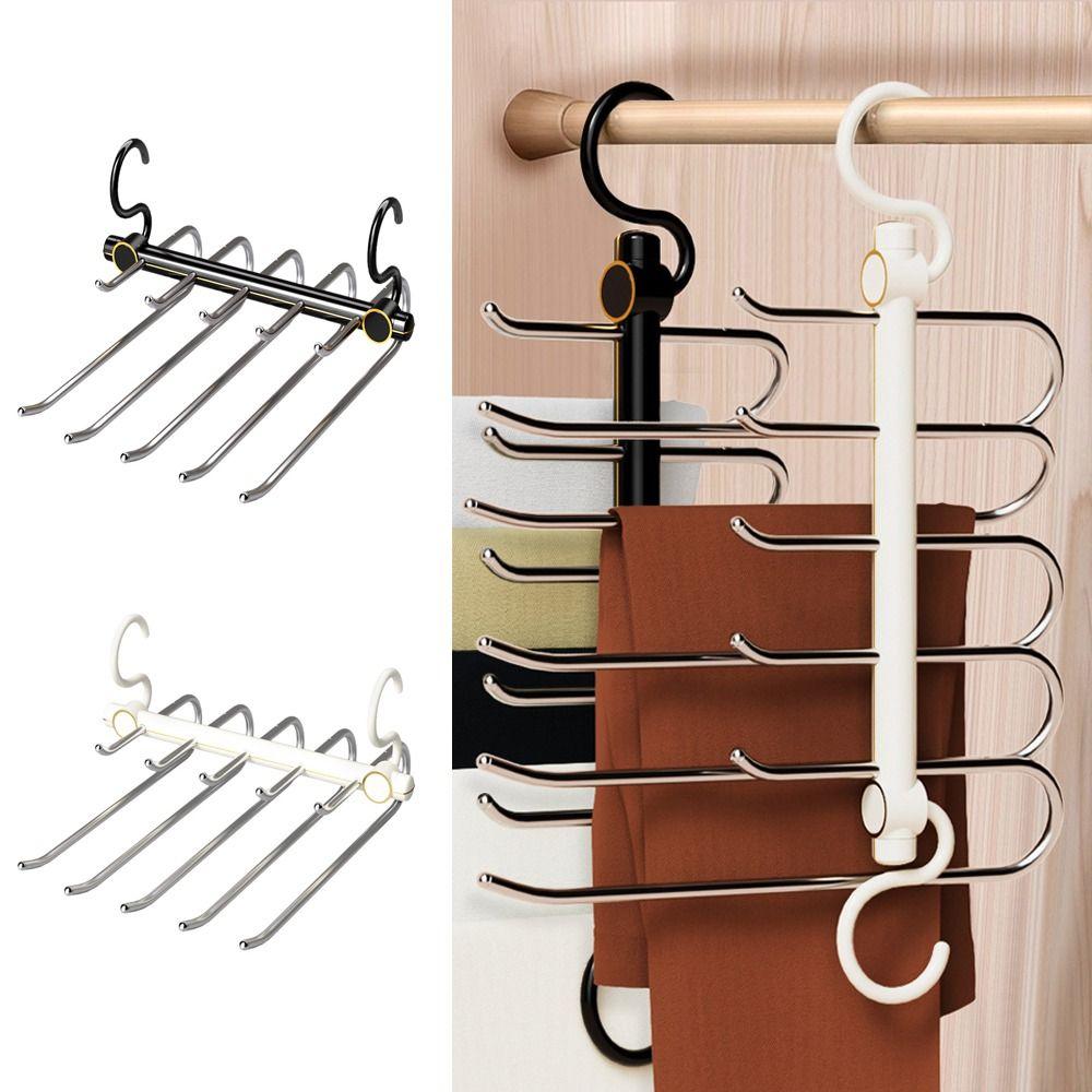 Stainless Steel Pant Hangers Multi-Tier Belt Hangers Scarves Organizer Rack  Closet Organization
