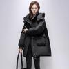 Women's Mid-Length Winter White Duck Down Hooded Coat - Fashionable and Warm