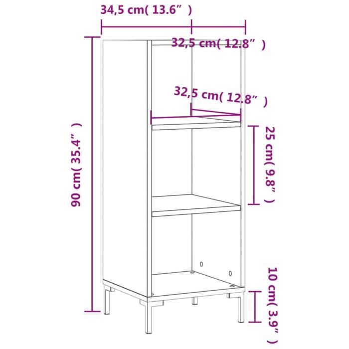 VidaXL Buffet blanc brillant 34,5x32,5x90 cm bois d'ingénierie 828734