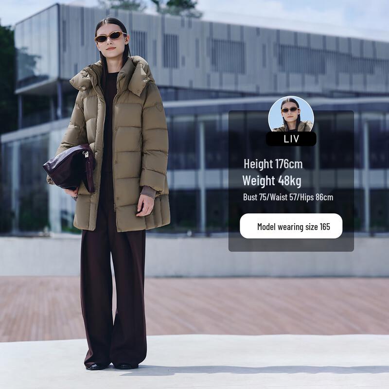 Tanbor Damen-Daunenjacke mit abnehmbarer Kapuze, mittellang