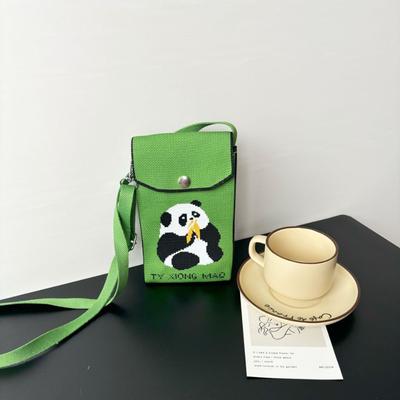 Bolsa premium para telemóvel nova portátil panda tricotado personalidade versátil bolsa dopamina ombro único transversal