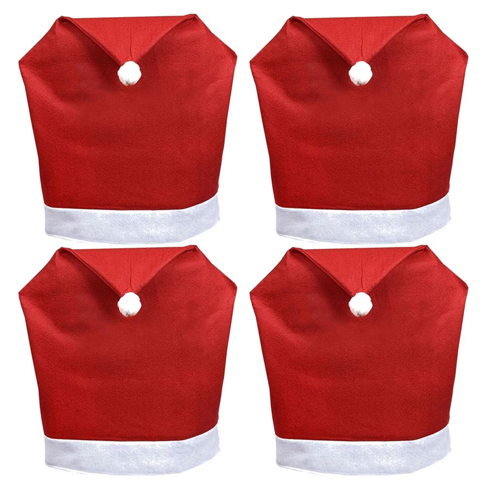 2-6pc Christmas Chair Covers Red Santa Hat Non-woven Chair Back Cover Christmas Table Decoration Dining Chair Cover Party Supply