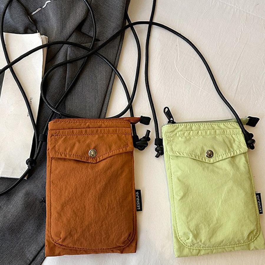 Korean-style Mobile Phe Bag Light and Thin Nyl Fabric Shoulder Bags Casual and Versatile Mini Crossbody Bag for Women Solid