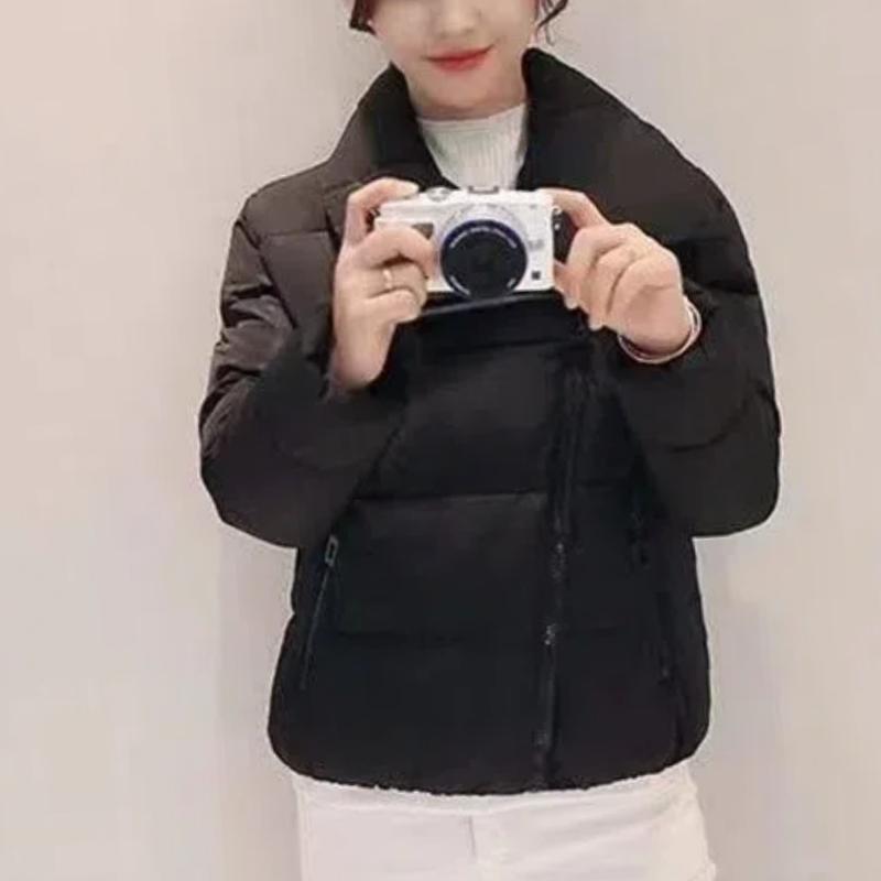 Herbst Winter Neue Mode Langarm Stehkragen Einfarbig Parkas Damenbekleidung Koreanisch Warm Allround-Talent Schlichtheit Reißverschluss Tops