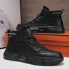 Herrenschuhe Frühling High-Top Casual Board Schuhe vielseitig rutschfest und verschleißfest Martin schwarze Mid-Top Lederstiefel bequem und vielseitig