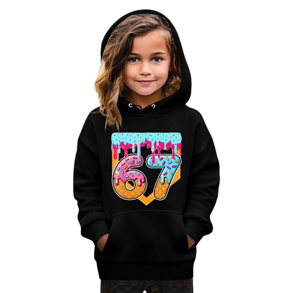 Sudadera con capucha de manga larga y cuello redondo con estampado de moda para niños