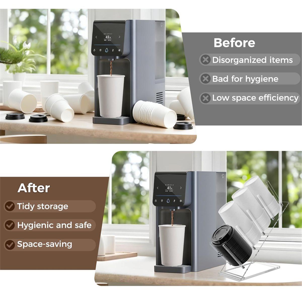 

Acrylic Cup and Lid Holder, Adjustable Coffee Cup Holder Organizer Disposable Cup Dispenser Stand Countertop for Coffee China Mainland