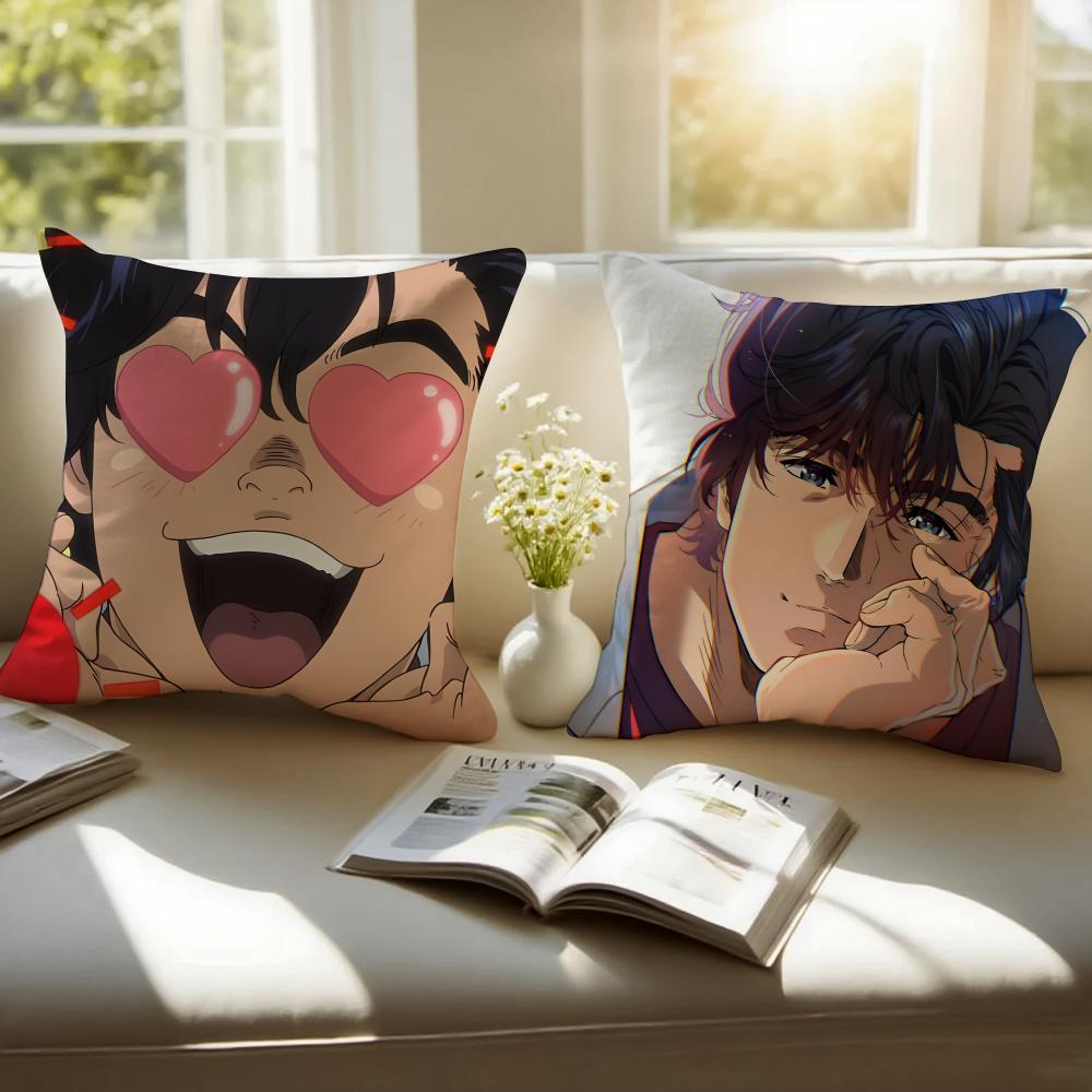 Fashion CCity Hunter SShinjuku Private Eyes Cushion Cover Pillowcase Antidustmite Invisible Zipper Short Plush Sofa Cushion
