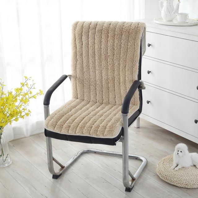 

Autumn And Winter Thickened Plush-touch Non -Slip One -Piece Chair Cushion Seat Cover Solid Color Warm Work Chair Cover Seat Cushion 40x40cm 2pcs кофейный