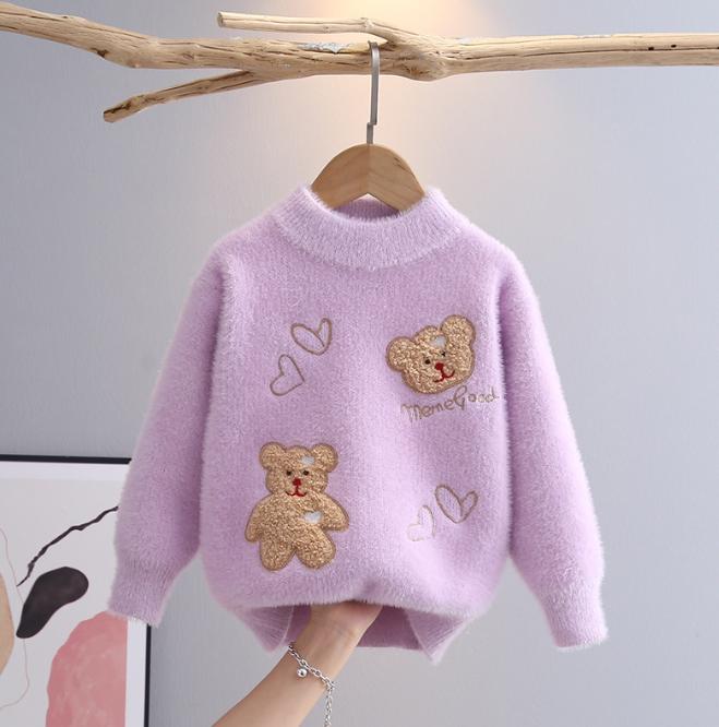 

Осенне-зимний детский свитер, пуловер для девочек, трикотаж с круглым вырезом, детский норковый пух, детский свитер с длинными рукавами в стиле вестерн 110