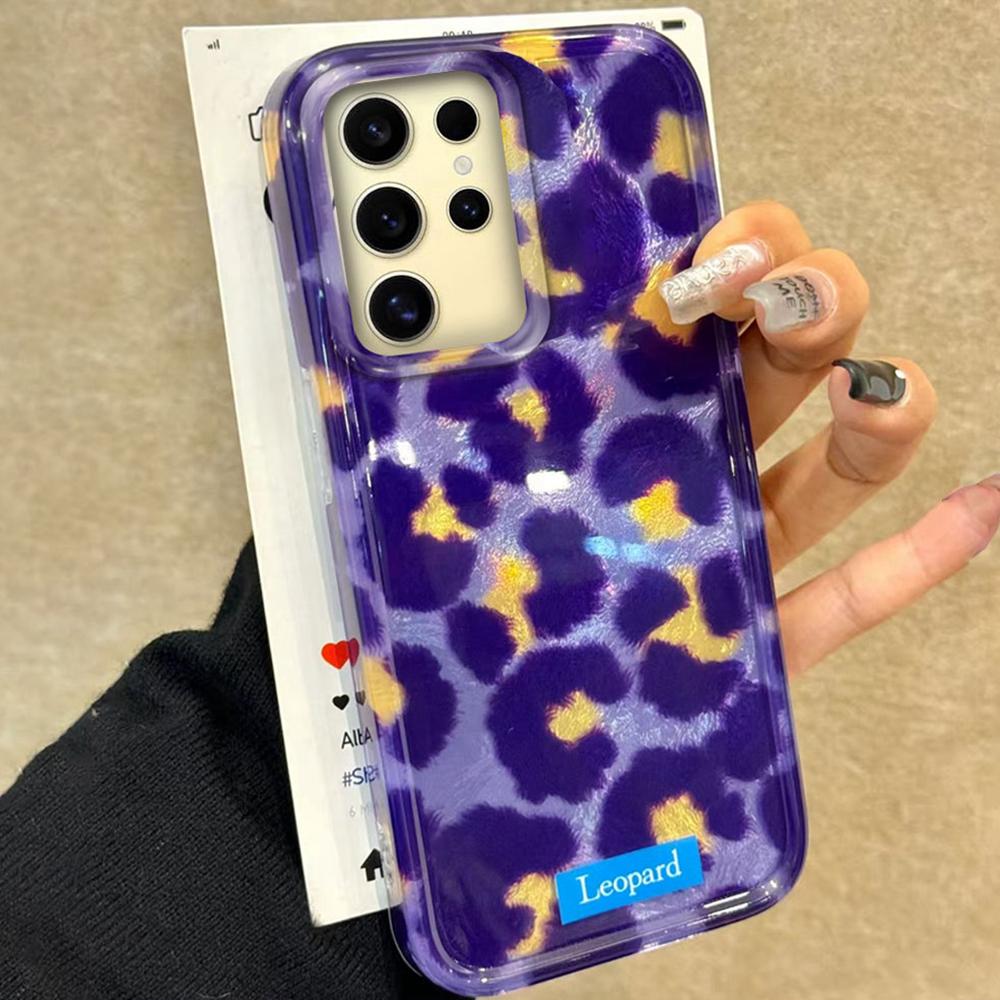Retro Gradient purple Leopard Girl Vortex Texture Phone Case for Samsung Galaxy S25 Edge S24 S23 S22 S21 S20 FE Plus Ultra Cover
