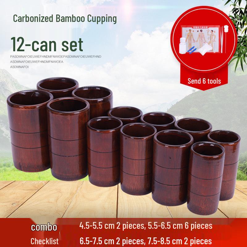 Bamboo Cupping Set: Carbonized Bamboo Charcoal Fire Cupping Jars & Tubes for Household Use