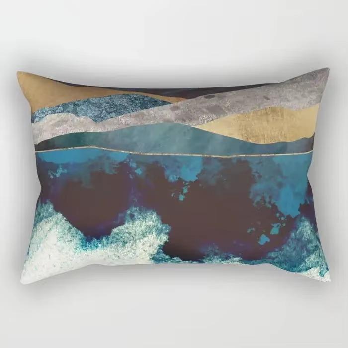 30X50cm Watercolor Stripe Chinese Style Pattern Printing Decorative Living Room Home Furnishing Polyester Rectangular Pillowcase