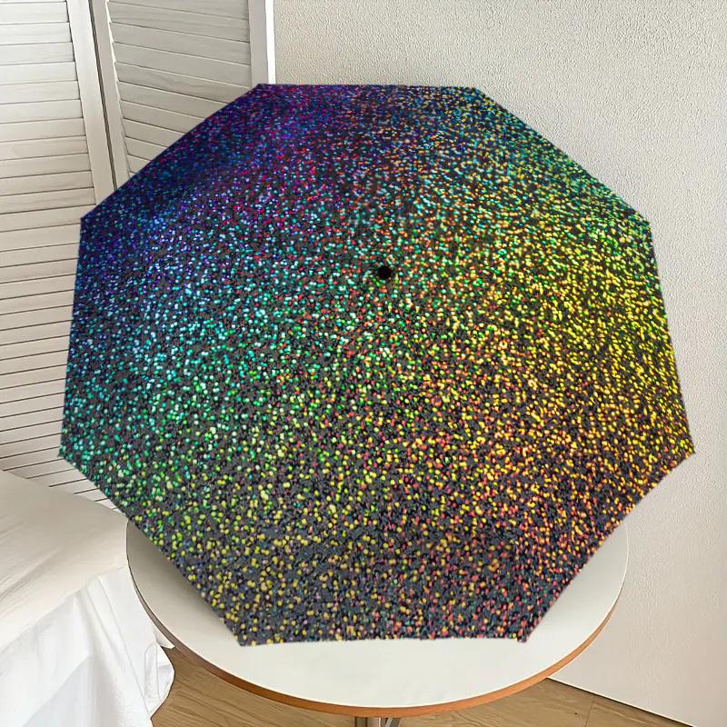 1 Stück Glitzer-Kreismuster-Schirmdesign, Automatisches Öffnungs- und Schließsystem, Hochwertiger Reiseschirm, Leicht und Tragbar