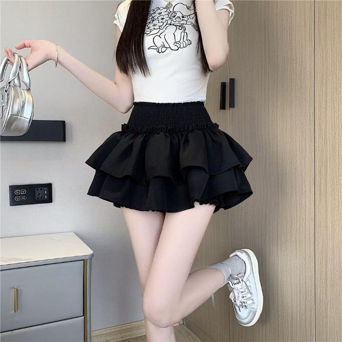 Women's High-Waist Ballet-Style A-Line Skirt: Sweet & Spicy Summer Puff Design, Anti-Exposure, Short & Flared.