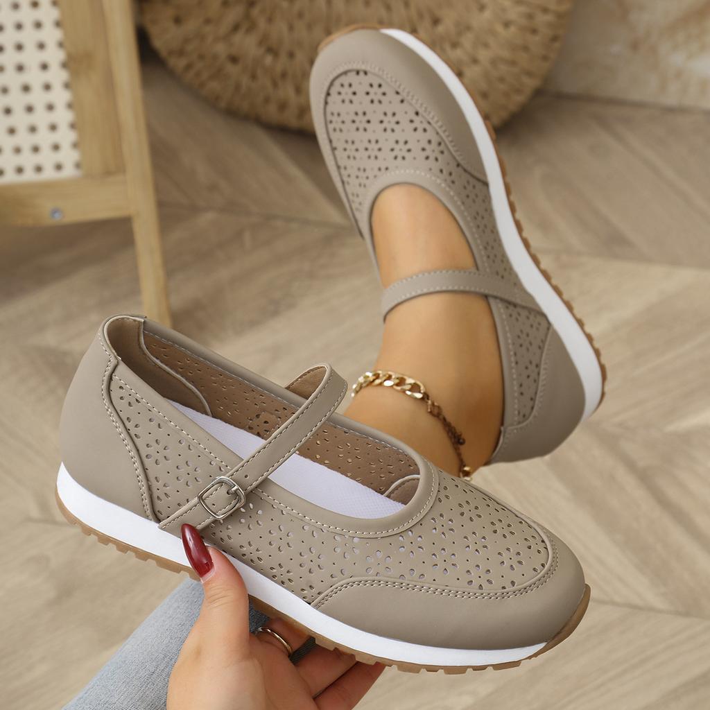 Women's Wide Width Breathable Slip-Ons, Cutout Design Casual Sneakers, European Style Wholesale Flats for Women