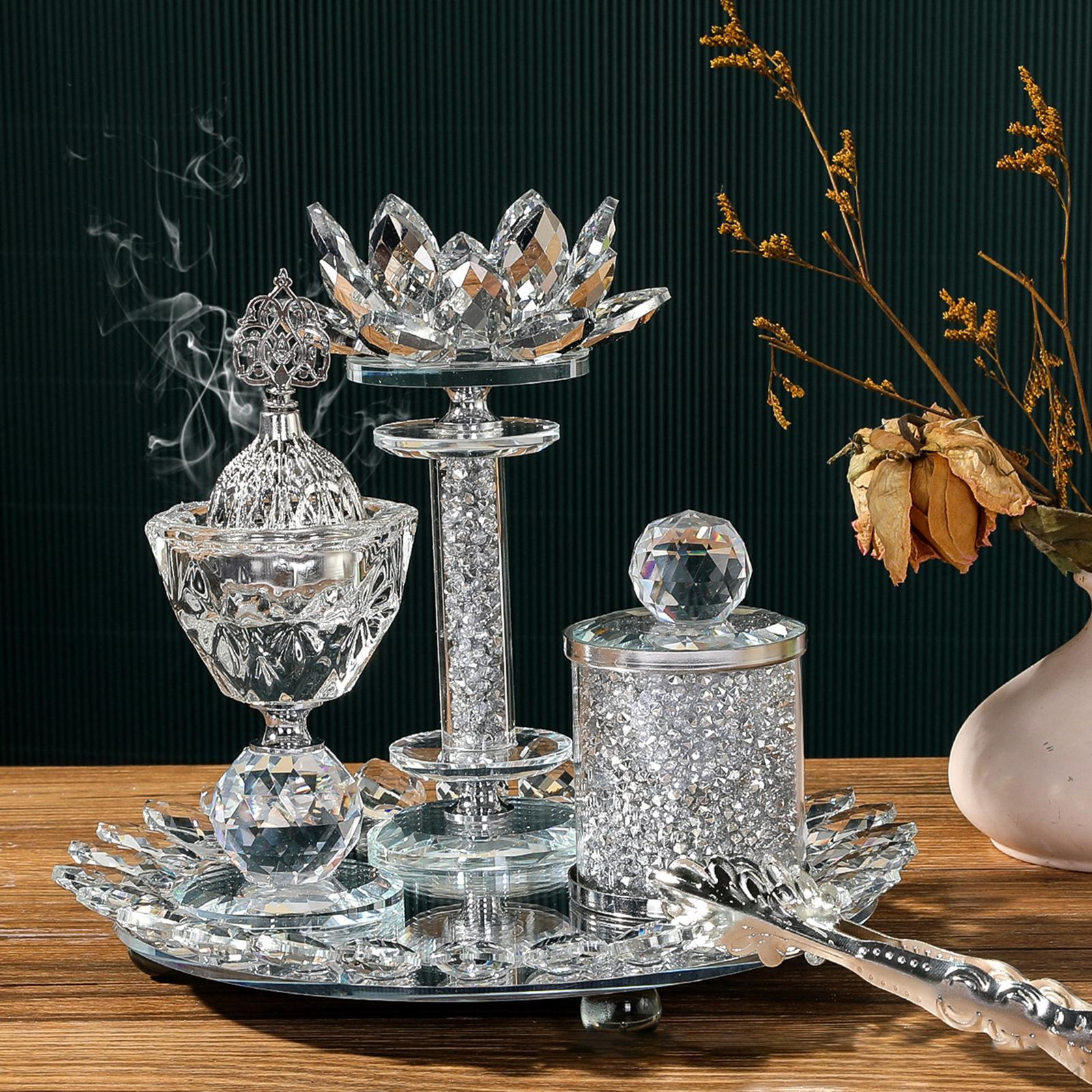 

Glass Incense Burner Set Censer Clip Antique Style Table Centerpiece Arabian Diffuser