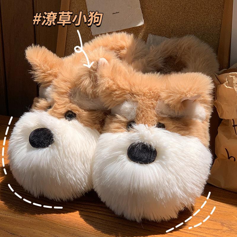 Scribbled Puppy Snow Cotton Slippers 2025 New Thick Bottom Home Indoor Warm Mao Mao Cotton Slippers