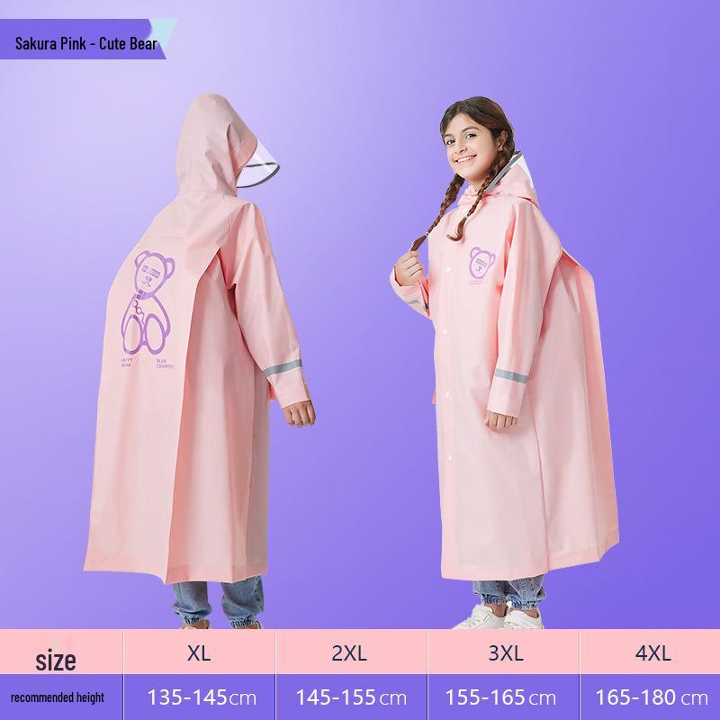 Eva Kids  Cartoon Raincoat with Backpack Slot - Full Body, Extended Design for Hiking XL
