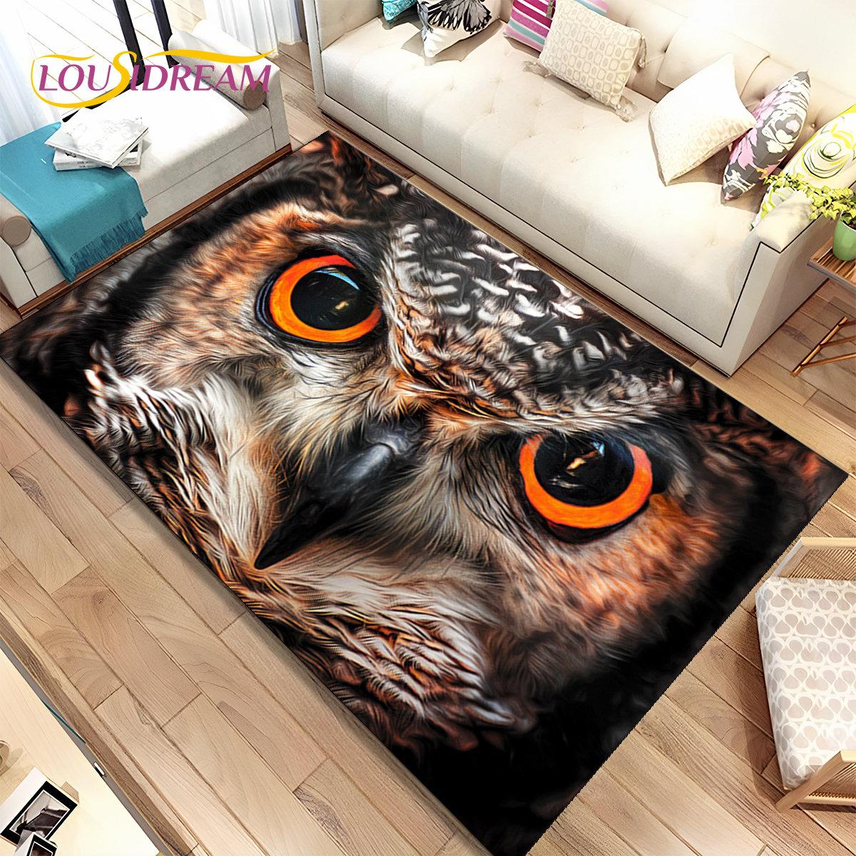 Cute Owl Cartoon Area Rug,Carpet Rug for Home Living Room Children Bedroom Sofa Doormat Decor,kids play Non-slip Floor Mat 40x60cm(15x23in)