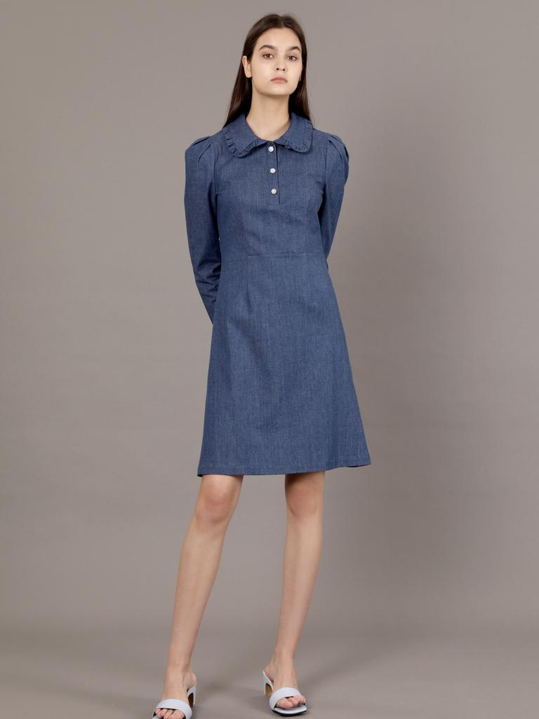 Koes Denim Jewel Button Dress_Blue