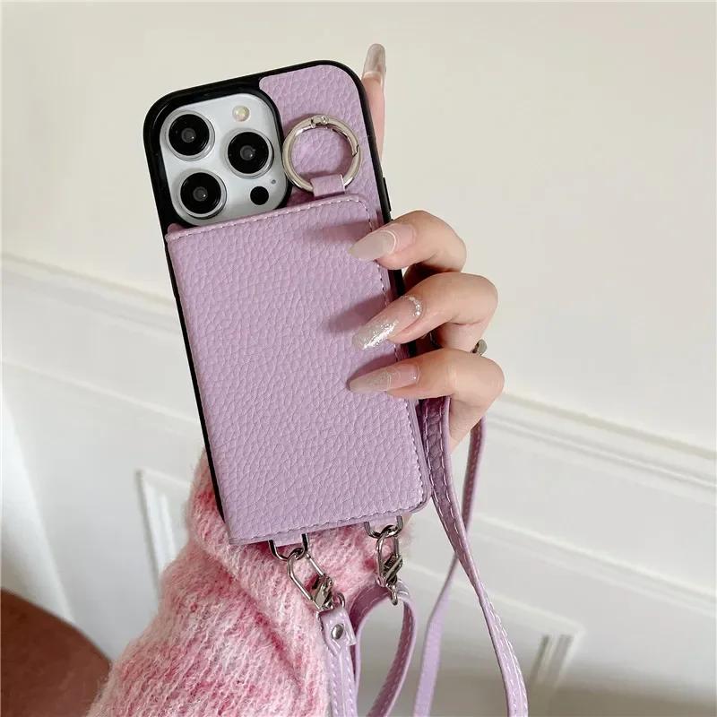 Crossbody Leather Phone Case for IPhone 13 12 Mini 16 Plus 15 14 11 Pro Max XS Wallet with Card Holder Shockproof  Cover