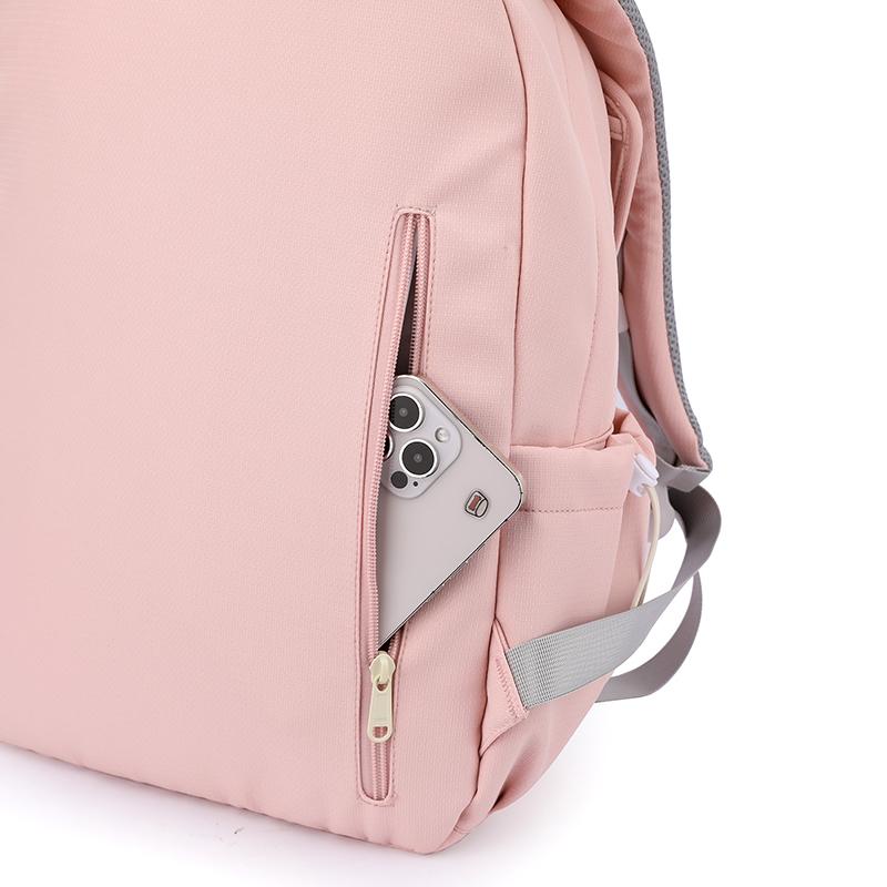 Women's Solid Color Backpack Large Capacity Student Schoolbag