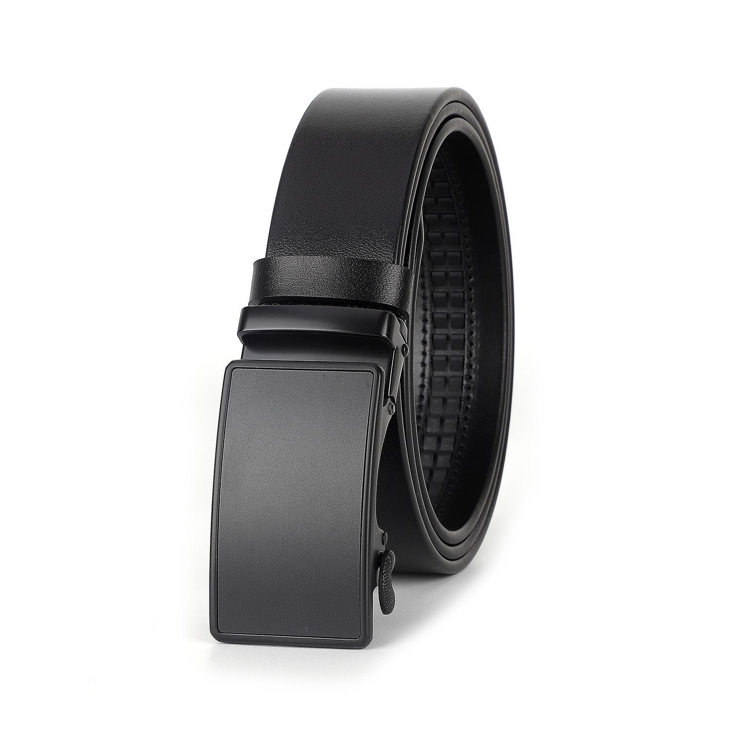Men s Black Genuine Leather Automatic Buckle Belt - Casual & Business 110 cm