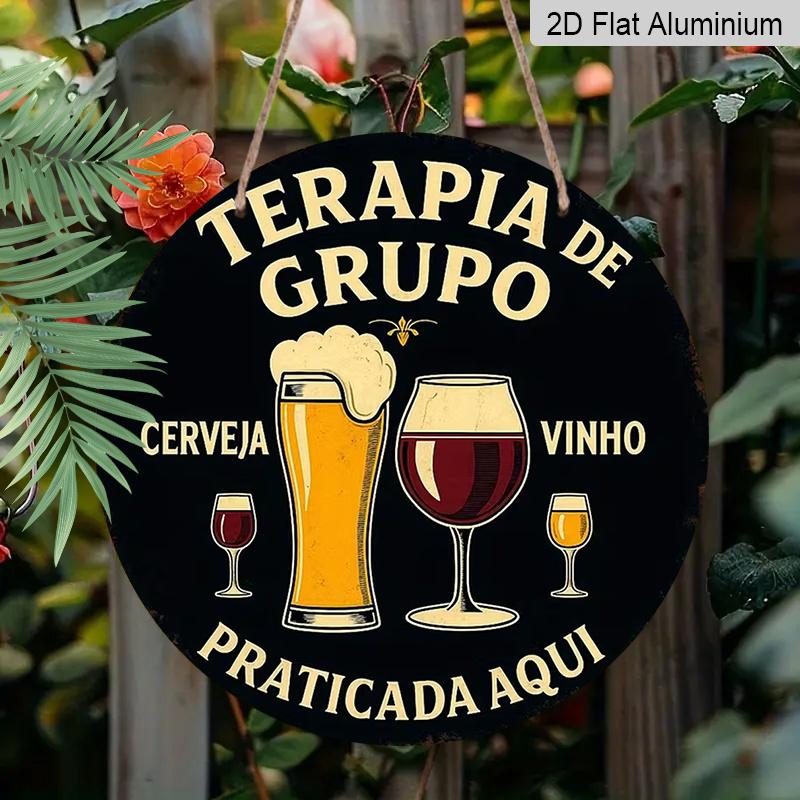 

2D Flat Aluminum 7.87 Inch X 7.87 Inch Vintage Portuguese Beer Style Wall Hanging. Suitable for Bars, Living Rooms, Kitchens, Parties, Cafes, 1pc