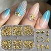 3D Golden Starfish Seashell Nail Art Charms Conch Metal Studs Pearls Caviar Beads Summer Manicure Studs Nail Art Decorations