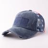 Ripped American Flag Truck Baseball Cap Velcro Ponytail Washed Cap Embroidered Hat