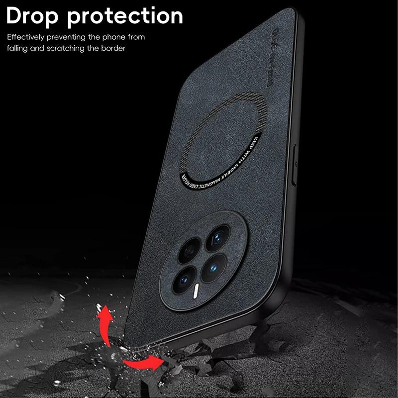 For Huawei Mate 50 50 Pro 50E Fine Hole Sheepskin Magnetic TPU Soft Edge Anti-Drop Anti Fingerprint Phone Case