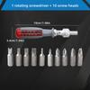10 in 1 Manual Ratchet Screwdriver Set Metal Tool with Rotating Head Hidden Bit Slot for Tight Spaces Repair DIY