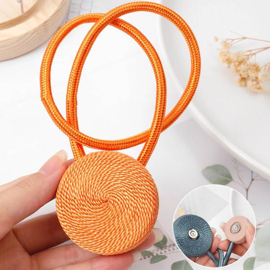 2 balení Magnetické přezky na závěsy Silný magnet Bez děr Vázání na závěsy Polyester Zámky s kulatým designem pro obývací pokoj Ložnice