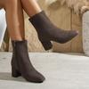 Women Plus Size Square Toe Block Heel Side Zipper Ankle High Heel Fashion Boots