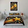 Golden Star Decoration Set Bedding Set with 1 Duvet Cover 2 Pillowcases Single Double King Queen, Gift