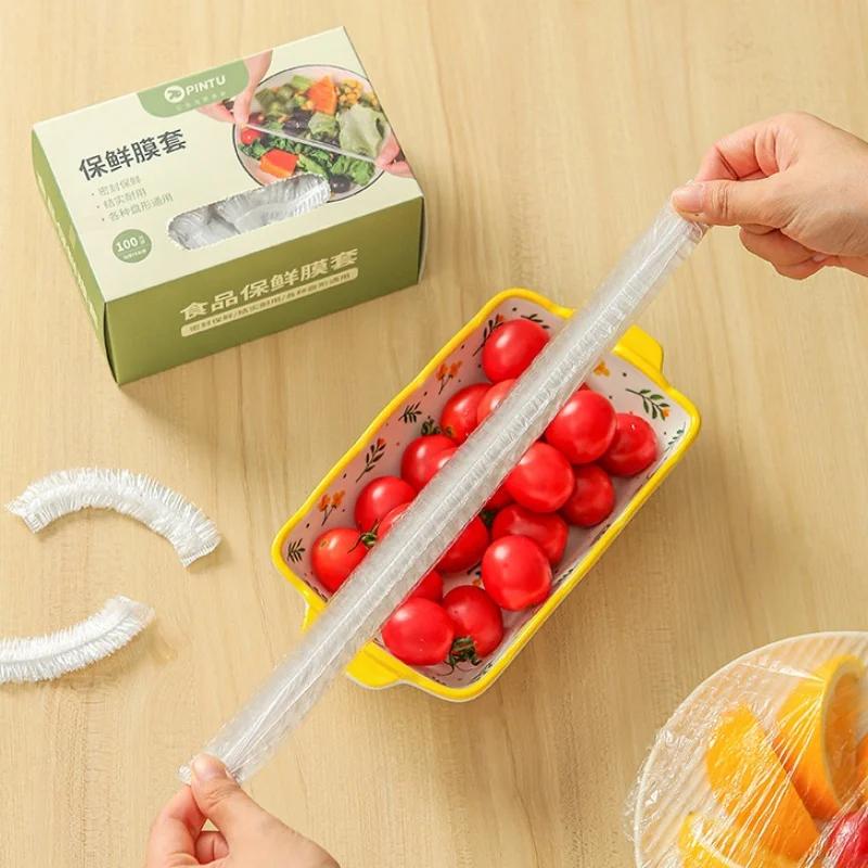 Disposable Food Cover Plastic Wrap Durable Elastic Fruit Food Lids for Bowls Elastic Plate Covers For Kitchen Food Saver Bag