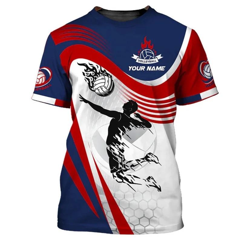 Cool Volleyball Pattern T Shirt Men Customized 3D Printed T-Shirts Summer Fashion Round Neck Street Oversized Short Sleeve Tees