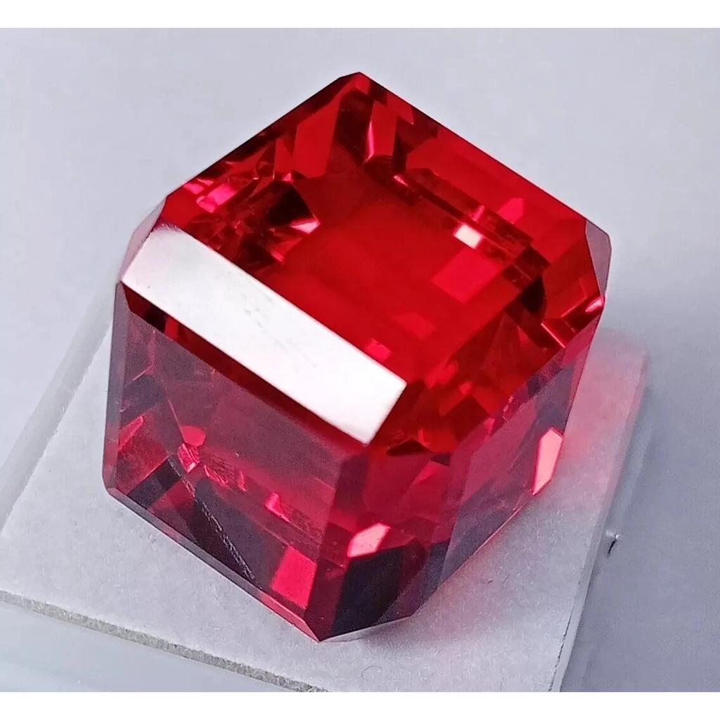 Cube Cut Lab Created Red Ruby A++ 100 Ct Fabulous Certified Loose Gemstone